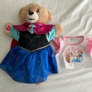 Build A Bear Plush Bear with Frozen Princess Anna Dress and t-shirt